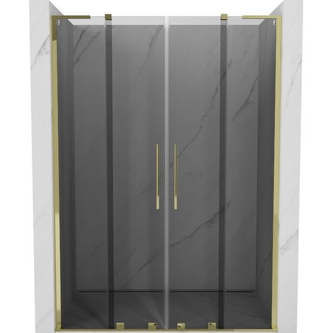 Mexen Velar L Duo porte de douche coulissante 160 cm, graphite, doré - 871-160-003-42-50 (1/5)