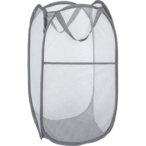 Panier à linge pliable en maille popup – gris, avec poignée renforcée et design compact pour rangement facile