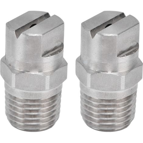 Lot de 2 buses pulvérisatrices à jet plat en acier inoxydable robuste durable débit d'eau réglable grand angle buse d'atomisation 65° filetage 1/4 pouce (1/5)