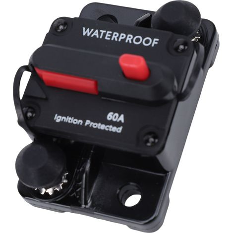 Disjoncteur 60A avec porte-fusible à réarmement manuel, CC 12V-48V, étanche, pour moteur de bateau, remorque, voiture, camping-car, VTT, système audio stéréo. (1/5)