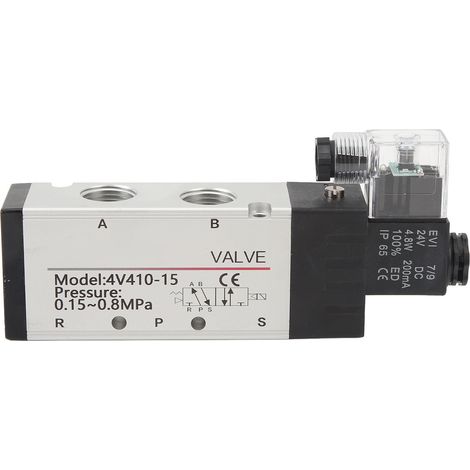 Elektrisches Magnetventil 4V410 15 PT1/2, 2-Wege-Schnittstelle, 5-Wege, unidirektionale Steuerung, DC24V.