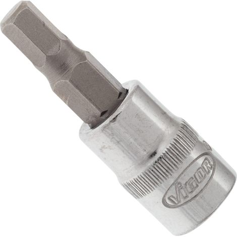 VIGOR Innenvierkant Antrieb 6,3 = 1/4 Zoll Schraubendreher-Einsatz Innensechskant-Profil V2432N ∙ Vierkant hohl 6,3 mm (1/4 Zoll) ∙ Innen-Sechskant Profil ∙ 5 ∙ Gesamtlänge: 38 mm (1/3)