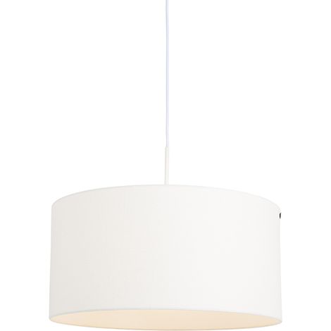 QAZQA Lampada a sospensione con paralume combi - Moderno - Tessuto,Acciaio - Bianco - Tondo Max. 1 x Watt