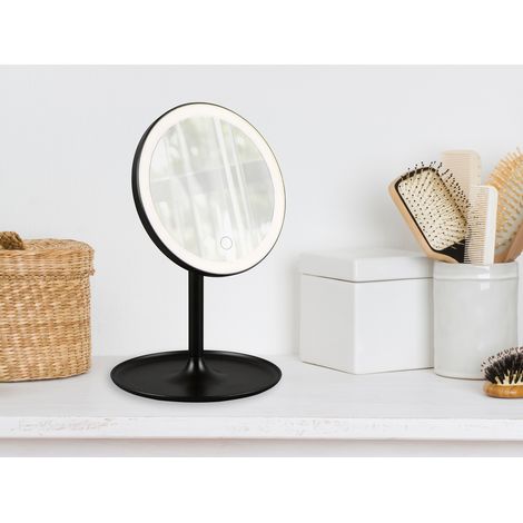 Kosmetikspiegel ELARA mit LED Beleuchtung in Schwarz, Höhe 28,5cm (1/5)