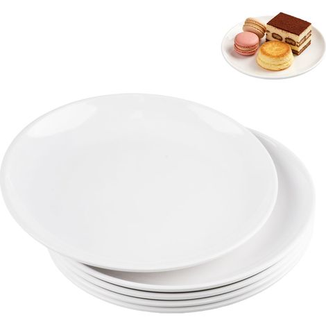 Lot de 6 Assiette à Dessert Petite Assiette Blanche Mélamine 18 cm Assiettes Plates Ronde pour Petit-déjeuner, Gâteau, Fruits, Dessert (1/5)