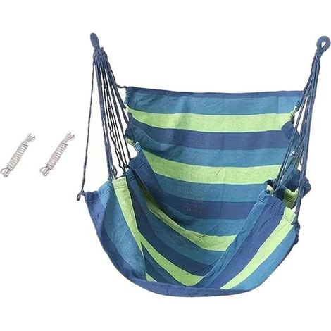 Chaise hamac – Bleue – 200 kg – Intérieur et extérieur – Adultes et enfants – Confort et détente (1/5)