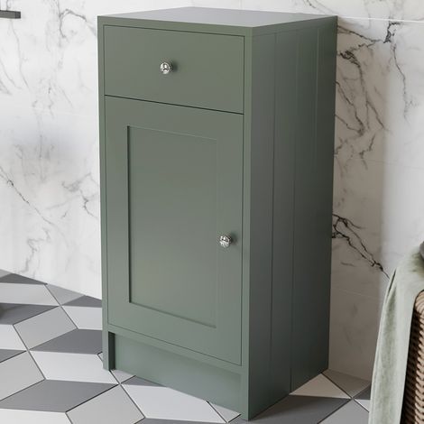 Freestanding Bathroom Storage Unit Cabinet Green With Chrome Handles 400mm (1/5)
