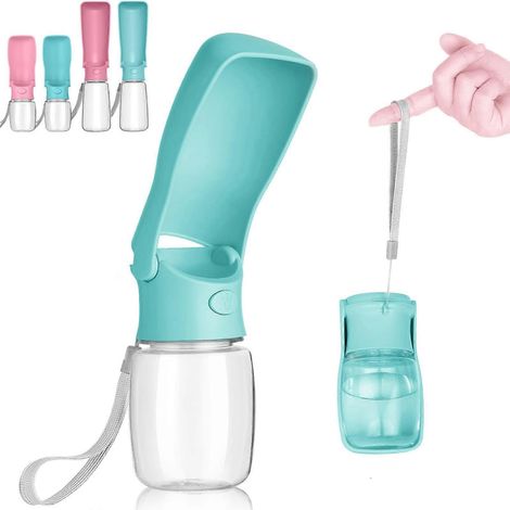 Gourde pliable pour chien, distributeur d'eau portable et étanche sans BPA pour chiens et chats, idéale pour les voyages, la randonnée et les promenades, bleue, 350 ml (1/5)