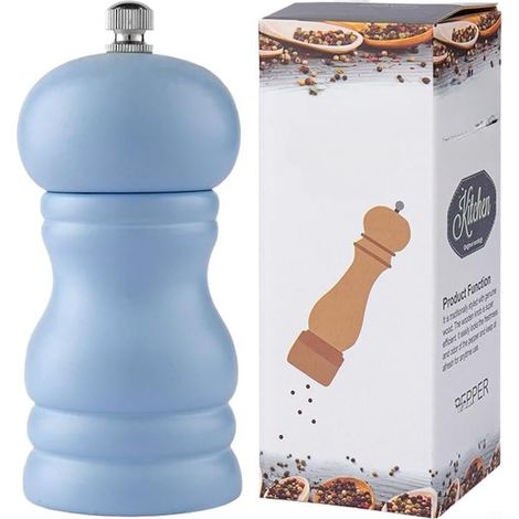 Moulin à poivre manuel compact avec corps en bois d'hévéa naturel (1/5)