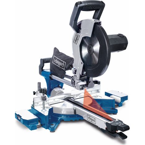 Scheppach Scie à Onglet Radiale HM110MP - 2000W - Lame Ø254mm - 28 Dents - 2 vitesses pour une coupe optimale - Multi matériaux pour bois, alu, acier, plastique, cuivre - Serrage rapide (1/5)