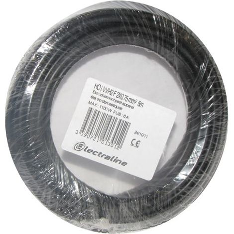 ELECTRALINE - Câble H03VVH2F 2x0.75 10m noir couronne
