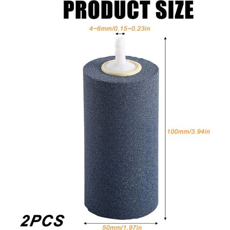 Diffuseur d'air pour aquarium Lot de 2 Pierre à air cylindrique pour pompe à air bassin et culture hydroponique (1/5)