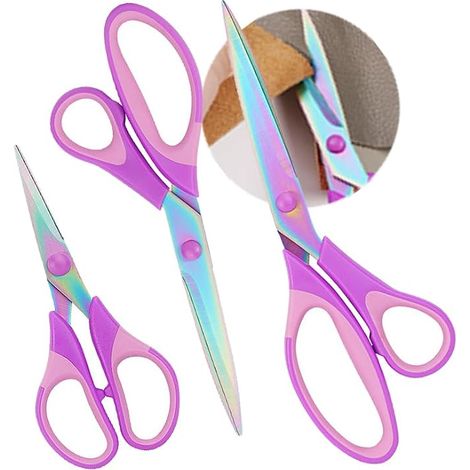Lot de 3 paires de ciseaux de cuisine, poignées confortables, multi-usages pour la maison et l'école (violet) (1/5)
