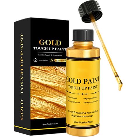 Peinture Dorée Artisanale 50 ml Brillance Peinture dorée pour inscriptions funéraires Pour bricoleurs, décorateurs, menuisiers, peintres, artistes, sur bois, métal (1/5)