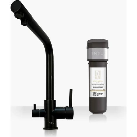 INTU Fusion Matt Black 3-1 Cold Square Filtered Water Tap & Pro Filter (1/2)