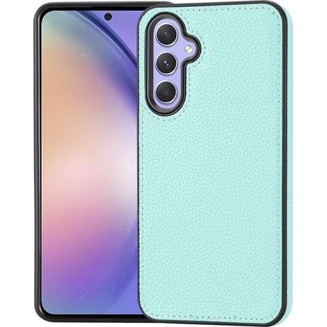 Étui en cuir pour Samsung Galaxy S23 FE + verre trempé 9H, coloris litchi, vert (1/5)