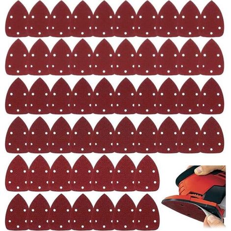 Feuilles abrasives 60 Pcs Ponceuse Papier Abrasif Papier de Verre Triangles Abrasifs Ponceuse à Souris Grincements Abrasives Crochet et Boucle dassorties 40, 60, 80, 100, 120, 150, 180, 240, 320, 400