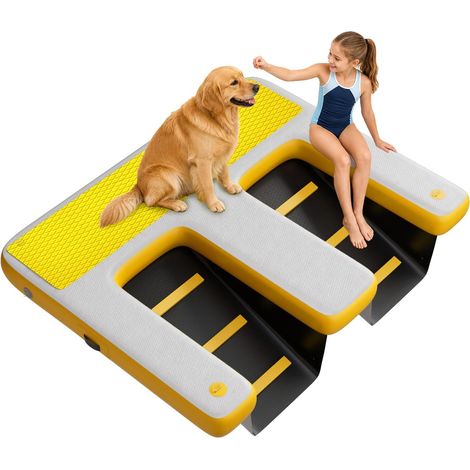 Double Sided Inflatable Dog Ramp up to 200kg Heavy Duty PVC Ramp 190x150cm EVA Surface Non Slip Floating Deck for Large Dogs for Swimming Pool Lake Boats (1/5)