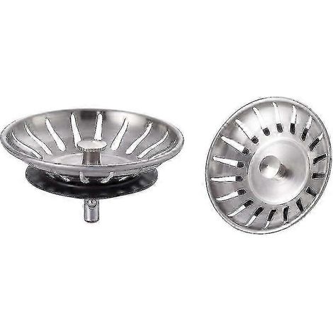 Lot de 2 bouchons d'évier de cuisine, passoire universelle en acier inoxydable à 18 fentes, diamètre 78 mm (1/4)