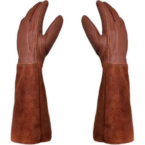 Unisex Gardening Gloves - Pair of Gardening Gloves - Leather Protection - Gardening Gloves for Thorns and Brambles and Work Gloves - Brown - Medium (1/5)