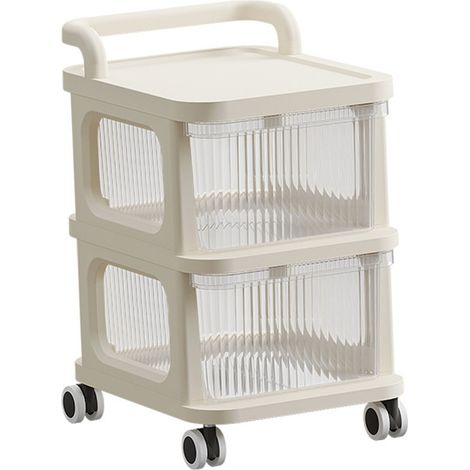 Rollwagen mit transparenter Schublade, Mehrzweck-Rollwagen, Organizer für Schlafzimmer, Küche, Büro, zweistöckig (1/5)