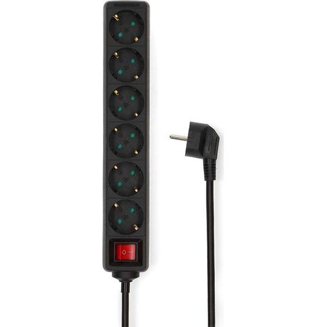 Nedis Esoc650f2bk multipresa 6 prese nera 5m cavo