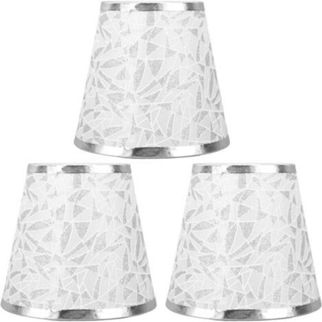 Abat-jour en tissu à clipser, Design moderne en forme de baril, abat-jour en tissu pour ampoule E14, lustre, applique murale, 3 pièces, argent (1/5)