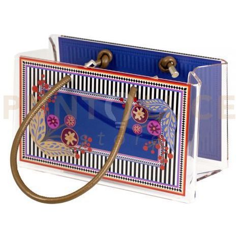 SHOPPER PICCOLA CHARLOTTE IN CRISTALLO ACRILICO TRASPARENTE E CON DECORO DEVA