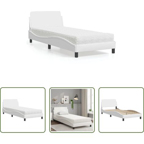 Kunstlederbett -  Bett mit Matratze "Dover" Weiß 80x200 cm Kunstleder (1/5)