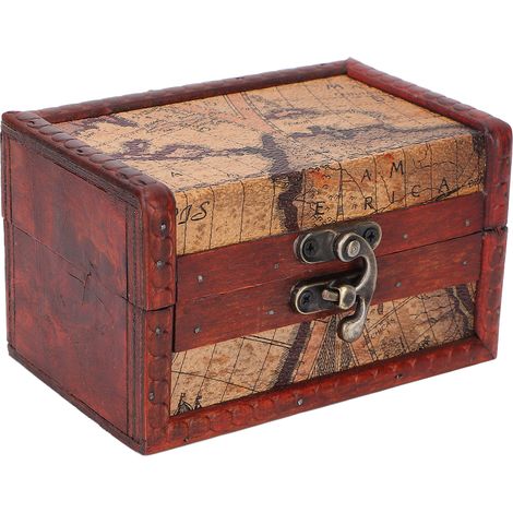 Petite boîte de rangement en bois à charnière, style vintage, pour bijoux et souvenirs, décoration intérieure (1/5)