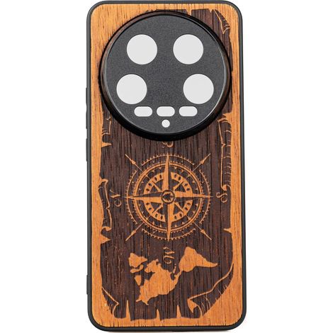 Funda de madera Bewood para Xiaomi 14 Ultra WIND ROSE MERBAU (1/2)