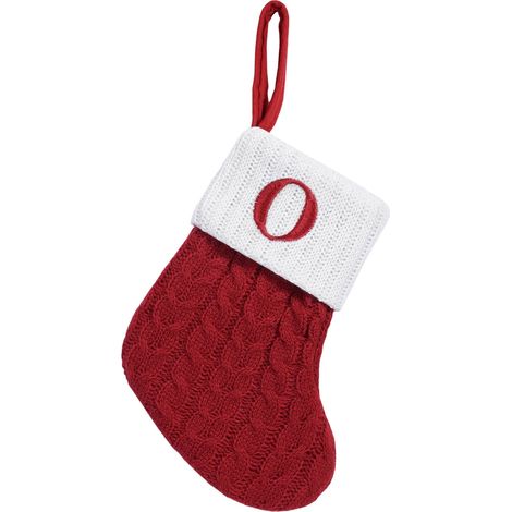 Chaussette De Noël - En Laine Tricotée - Brodée Lettre - Bord Blanc Doux - Pour Cheminée Arbre De Noël - 18 X 15 Cm - 1 Pièce (1/5)