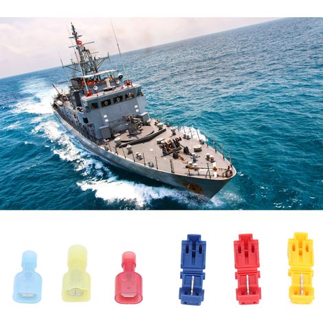 Kit de 60 connecteurs de fils T-Tap, cosses à sertir à connexion rapide, avec connecteur mâle à fourche entièrement isolé en nylon. (1/5)
