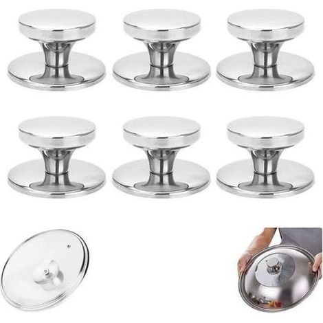 pièces Bouton de Couvercle, Ensemble de Boutons Couvercle Casserole Bouton de Wok Poignée du Couvercle Remplacement Acier INOX, pour bouilloires, poêles à Frire, poêles à Frire (1/4)
