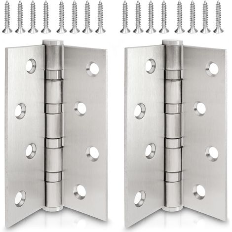 2x Argent Charnière de porte en inox penture paumelle renforcée par 4 billes en acier charnière en inox 304 (V2A) épaisseur du matériau 2,5 mm + vis pour portes massives (1/5)