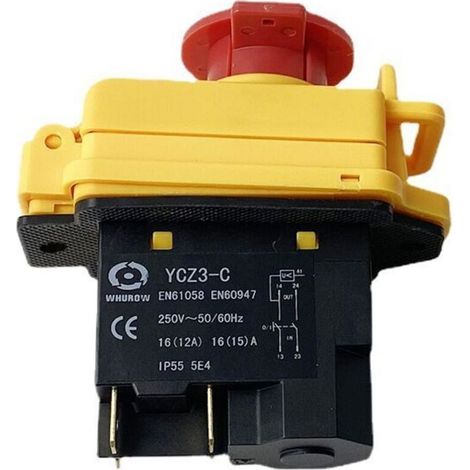 Sicherheitsschalter, roter Druckknopfschalter CK21D / 250 V, Not-Aus-Schalter mit Netzteil, wasser- und staubdicht. Ersetzt KJD1. (1/5)