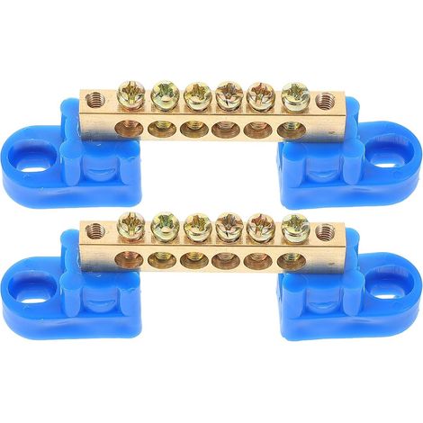 Bornier de Terre en Cuivre 6 Positions 2 Pièces pour Distribution  Diamètre de Perçage 4mm, Entraxe 69mm, Barres Omnibus pour Équipement Électrique, Installation Simple (1/5)