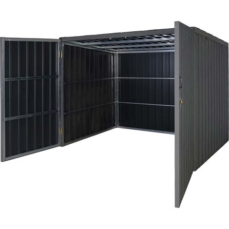 Garage armadio per biciclette serratura HHG-054 acciaio, 4 bici 172x213x160cm grigio (1/5)