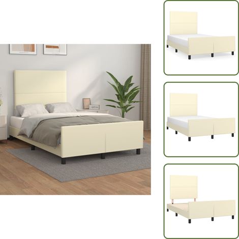 The Living Store Bettgestell mit Kopfteil Creme 120x200 cm Kunstleder - Kopfteil (1/5)