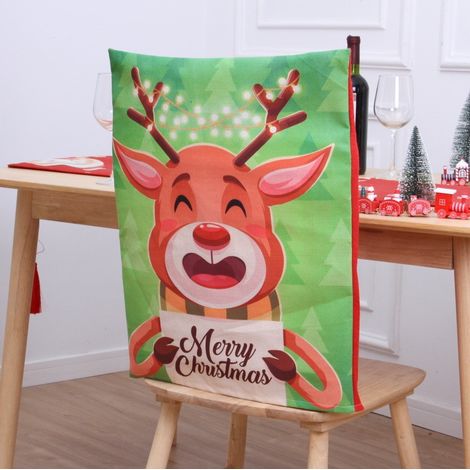 Housses de chaises de Noël très populaires, décorations de Noël de style européen et américain, motif dessin animé, tissu en lin, impression créative sur une face, 550 x 60 cm