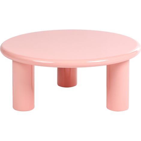 Mesa de centro de MDF con acabado brillante tablero redondo diseño escandinavo moderno ø 80 cm rosa Itasca (1/5)
