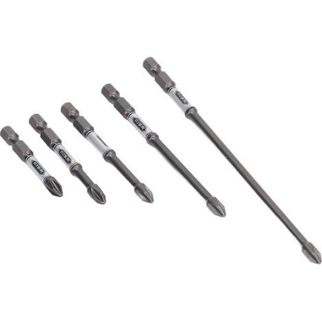 Lot de 5 embouts tournevis acier S2 antiglisse aimantés longs pour visseuse à choc (1/5)