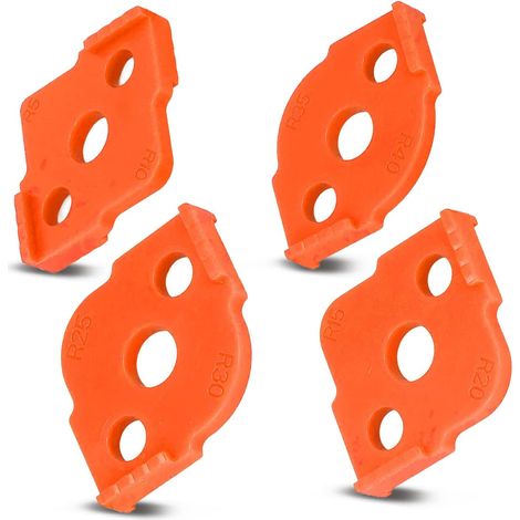 CSPARKV 4Pcs Woodworking Half Fillet Rapid Positioner, ABS Radius Jig Router Templates Corner Router Bit, for Right Angle Picture Frames, Tables, Boards(Orange)