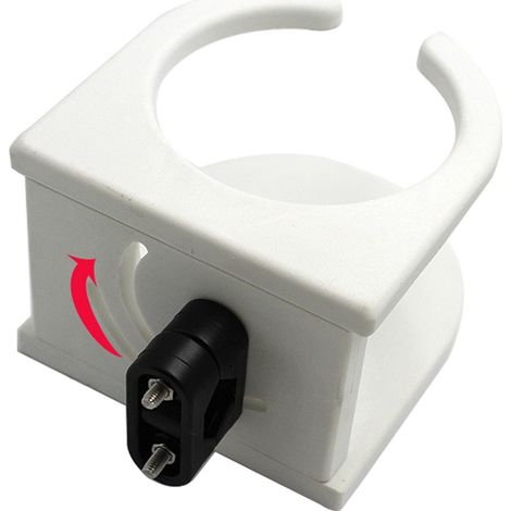 Marine-style suction cup drink holder made of plastic, for use on boats, yachts, RVs and other vehicles. White plastic (drink holder).