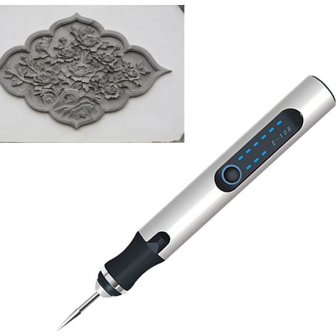 Stylo à graver électrique sans fil rechargeable, kit d'outils de meulage pour nail art et gravure argentée (1/5)