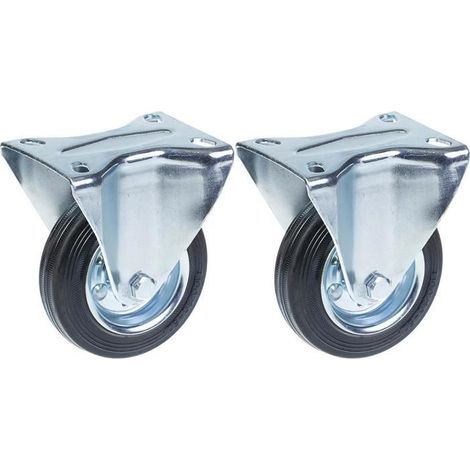 Ruote in gomma - Materiale da cantiere - 100 mm - Fisse - Capacità 180 kg - Confezione da 2