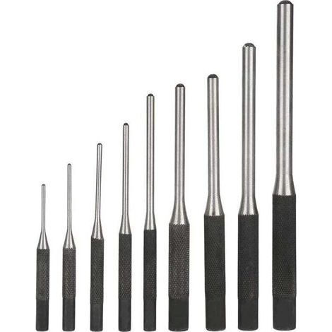 9PCS Poinçon Jeu de Chasse-goupilles En Acier Durable Professionnel, Outil à Main Ingénierie Mécanique,le noir, (1/4)