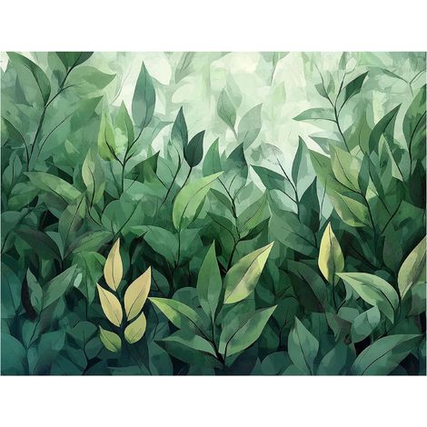 Papier peint à motif de feuilles vertes pour décorer les murs de la cuisine ou de la chambre à coucher – 200 x 140 cm Wallarena (1/4)