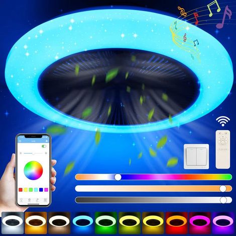 50W LED Ceiling Fan Light – RGB Bluetooth Music – Fan and Lighting Function – Dimmable Starry Sky (1/5)