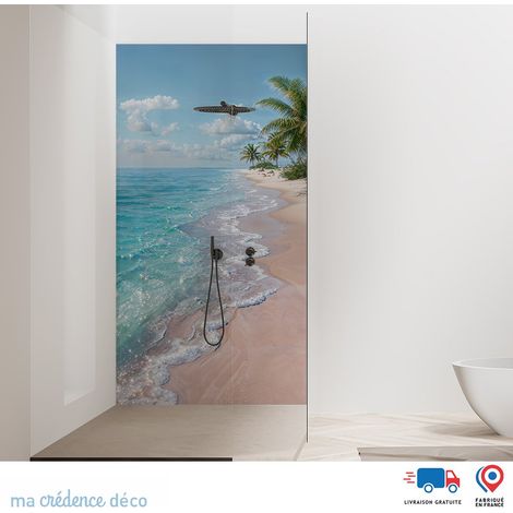 Panneau de douche : Plage du bout du monde - Alu composite - 90 - 245 (1/3)